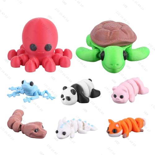 8 Stück 3D-gedruckte Fidget-Spielzeuge: Niedliche kleine Tierfiguren als Geburtstagsgeschenke für Jungen und Mädchen (rot) von Generic