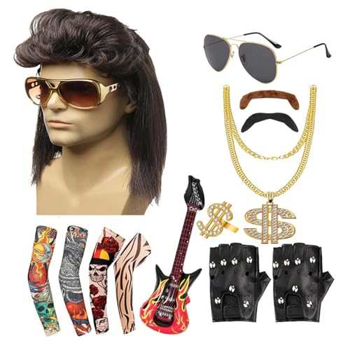 80er-Jahre-Kostüm, wiederverwendbares Rockstar-Zubehör, Rockstar-Kostüme der 80er-Jahre, 80er-Jahre-Kostüm, mit Hippie-Zubehör für Herren, Rock-Konzerte, Kostümpartys, Festivals 80er-Jahre-Kostüm, wiederverwendbares Rockstar-Zubehör, Rockstar-Kostüme der 80er-Jahre, 80er-Jahre-Kostüm, mit Hippie-Zubehör für Herren, Rock-Konzerte, Kostümpartys, Festivals von Generic