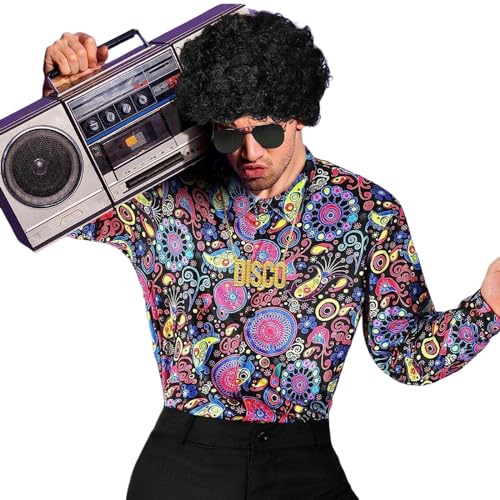 80er Jahre Outfit Herren,Hemd und Schlaghose Set Hippie Kostüm Drucken Disco-Kostüm im 70er-Jahre-Stil Fashion Faschingskostüme Männer 90er Erwachsene Mottoparty Fasching Fasnet Freizeitanzug 80er Jahre Outfit Herren,Hemd und Schlaghose Set Hippie Kostüm Drucken Disco-Kostüm im 70er-Jahre-Stil Fashion Faschingskostüme Männer 90er Erwachsene Mottoparty Fasching Fasnet Freizeitanzug von Generic