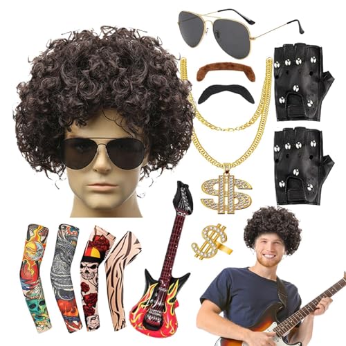 80er Jahre Rocker Kostüm Set, Rock 80er Jahre Kostüme Wiederverwendbar Rock 80er Jahre Zubehör | Themenpartys 80er Jahre Outfits 80er Jahre Kostüme für Männer Halloween 80er Jahre Rocker Kostüm Set, Rock 80er Jahre Kostüme Wiederverwendbar Rock 80er Jahre Zubehör | Themenpartys 80er Jahre Outfits 80er Jahre Kostüme für Männer Halloween von Generic