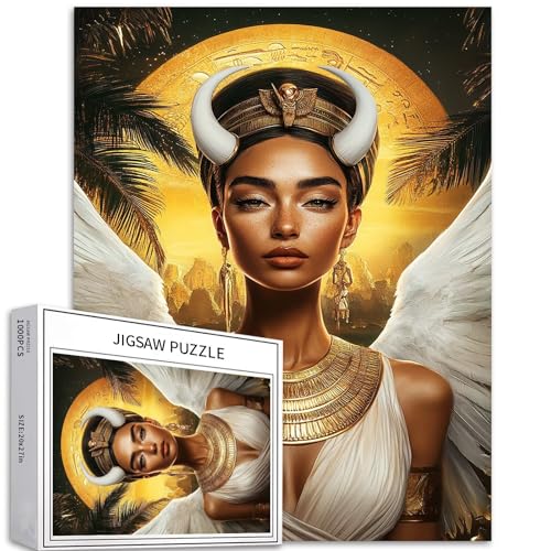 Ägyptische Göttin Nofretete, 1000-teiliges Puzzle für Erwachsene, weiße Federflügel, Kunst-Puzzle, herausfordernde Familienaktivitäten, buntes DIY-Bastelpuzzle für Heimdekoration, Geschenke, 50,8 x Ägyptische Göttin Nofretete, 1000-teiliges Puzzle für Erwachsene, weiße Federflügel, Kunst-Puzzle, herausfordernde Familienaktivitäten, buntes DIY-Bastelpuzzle für Heimdekoration, Geschenke, 50,8 x von Generic