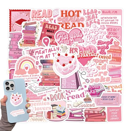 Ästhetische Lese-Sticker-Set | Bücherliebhaber-Aufkleber für Scrapbook, Tagebuch, Laptop, Wasserflasche | Niedliche Bücher-Vinyl-Sticker für Leser, Schüler, Lehrer, Geschenke und -Projekte von Generic