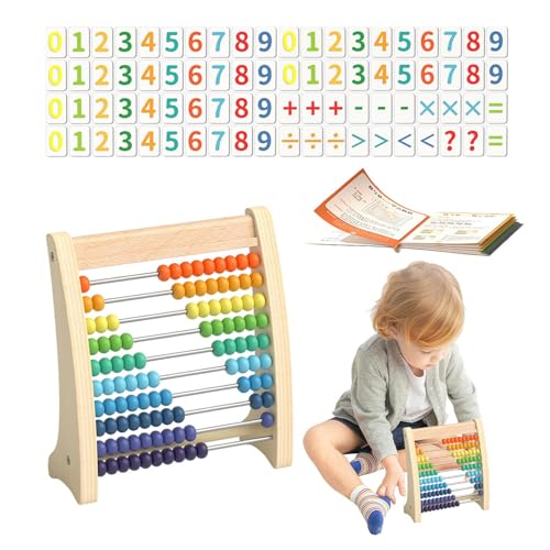 Abakus mit Holzrahmen – Lernspielzeug für digitale Alphabet-Karten | Zählrahmen aus Holz mit 10 Reihen mit Perlen, lehrt Zählen, Addition, Subtraktion, Jo von Generic