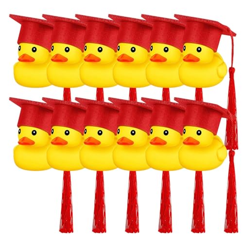 Abschluss Ducks - Soft Cute Miini Diploma Ducks | Partybevorzugungen Gummi Enten Mit Schwarzem Abschlusshut, Abschluss Duck Figuren Frei Von Jahr Party -Gefälligkeiten Für Kinderduschen -Abschlussgesc von Generic