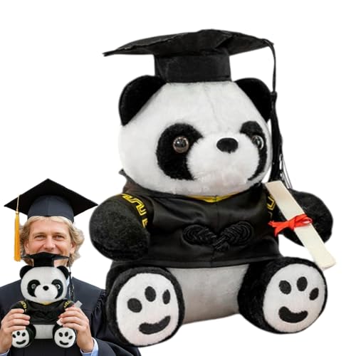 Abschluss Panda Stoffed Animal - Panda Puppe, Abschlusskleid DESIGTOY | Süße Puppen Panda Plüschspielzeug, Kinderspielzeug weiche Puppe mit und Zertifikat, Klasse von 2025 Dekoration für Ele von Generic
