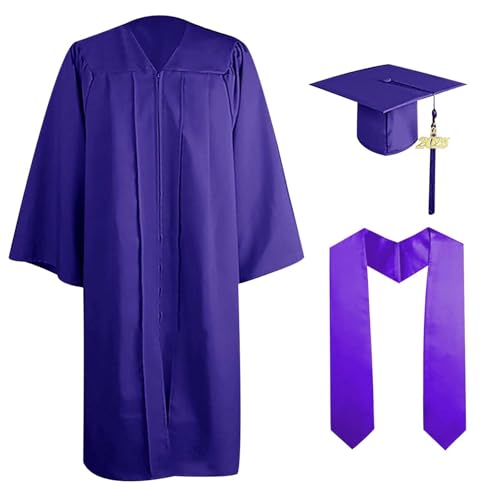 Abschluss Talar mit Hut Schwarz Graduation Robe mit Hat und Schärpe Bachelor Uni Master Kostüm 2025 Bachelor Geschenke Uni Abschluss Kleid Unisex Absolventen Akademischer Talar mit Doktorhut Set von Generic