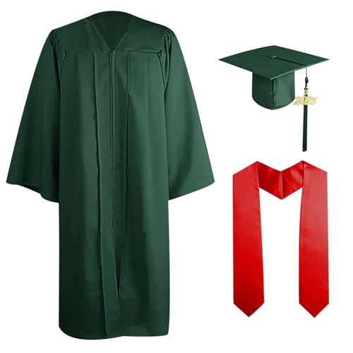 Abschluss Talar mit Hut Schwarz Graduation Robe mit Hat und Schärpe Bachelor Uni Master Kostüm 2025 Bachelor Geschenke Uni Abschluss Kleid Unisex Absolventen Akademischer Talar mit Doktorhut Set von Generic