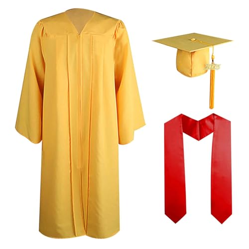 Abschluss Talar mit Hut Schwarz Graduation Robe mit Hat und Schärpe Bachelor Uni Master Kostüm 2025 Bachelor Geschenke Uni Abschluss Kleid Unisex Absolventen Akademischer Talar mit Doktorhut Set von Generic
