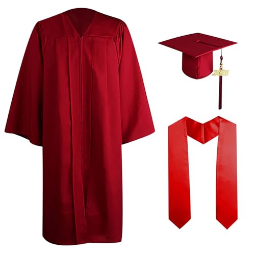 Abschluss Talar mit Hut Schwarz Graduation Robe mit Hat und Schärpe Bachelor Uni Master Kostüm 2025 Bachelor Geschenke Uni Abschluss Kleid Unisex Absolventen Akademischer Talar mit Doktorhut Set von Generic