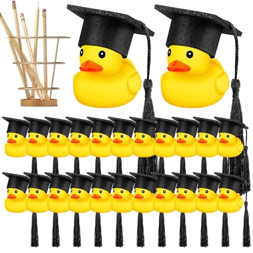 Abschlussgummi Enten - Entzückende Miini -Diplom -Enten | Fun Party Gefälligkeiten Und Figuren Mit Abschlusskappen, Entenabschluss -Accessoires Ornamente Für Abschlussfeierlichkeiten Kinderschauer von Generic