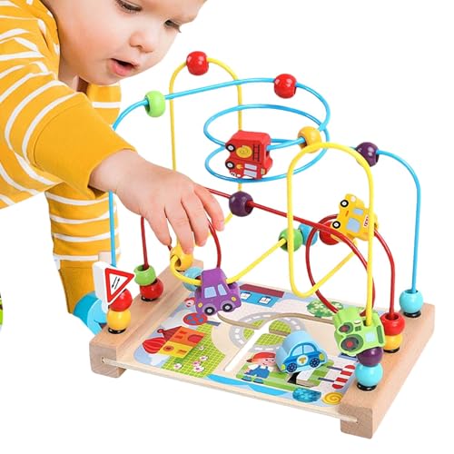 Achterbahn-Labyrinth, Labyrinth aus Holzperlen - Achterbahn Perlen Labyrinth - Gut verarbeitet - Perlenlabyrinth Aktivitätswürfel Perlenlabyrinth, sensorisches Spielzeug, Edu-Spielzeug von Generic