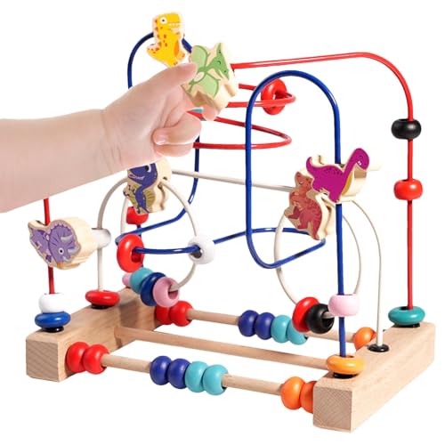 Achterbahn-Labyrinth aus Holzperlen, Labyrinth-Set mit Perlen, buntes Achterbahn-Aktivitätsspiel mit Dinosaurier-Grafiken, Abacus Beads Toys, Tempran Lernspielzeug Achterbahn-Labyrinth aus Holzperlen, Labyrinth-Set mit Perlen, buntes Achterbahn-Aktivitätsspiel mit Dinosaurier-Grafiken, Abacus Beads Toys, Tempran Lernspielzeug von Generic