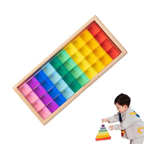 Acryl Bausteine - Regenbogen Stapelwürfel, Lernspielzeug Farben | Transparente Bausteine Kinder, Kristall Regenbogen Stapler, Stapelwürfel Für Vorschulkinder Zur Förderung Von Kreativität Feinmotorik von Generic