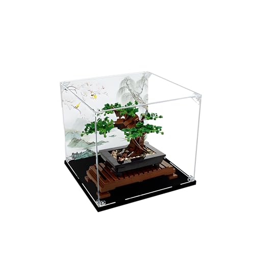 Acryl-Vitrine für Lego 10281 Botanical Collection Bonsai-Baum-Set, Transparente staubdichte Aufbewahrungsbox, Nur Vitrinenbox (Black Base) von Generic