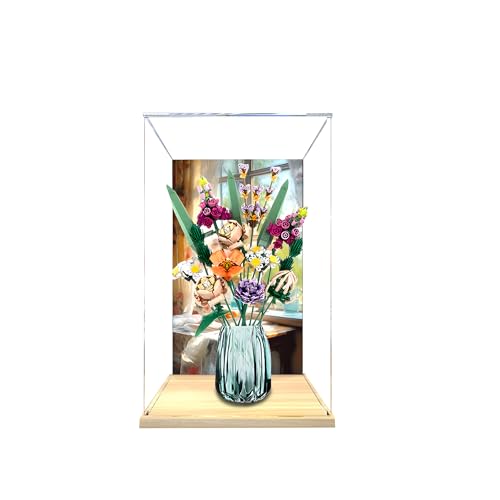 Acryl-Vitrine für Lego Botanical Collection 10280 Blumenstrauß-Set für Erwachsene, Rosen-Bausteine transparente staubdichte Box, Schreibtischaufstellung, kein Modell (Background 1) von Generic