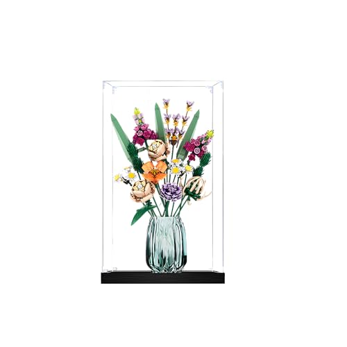 Acryl-Vitrine für Lego Botanical Collection 10280 Blumenstrauß-Set für Erwachsene, Rosen-Bausteine transparente staubdichte Box, Schreibtischaufstellung, kein Modell (Transparent) von Generic