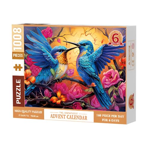 Adventskalender 2024 Weihnachtspuzzle, Weihnachts-Countdown-Kalender-Puzzles | Vintage-Weihnachtspuzzles | Weihnachtspuzzle für, lustige Weihnachtspuzzles 2024 Tiere 1008 Teile 6 Box von Generic