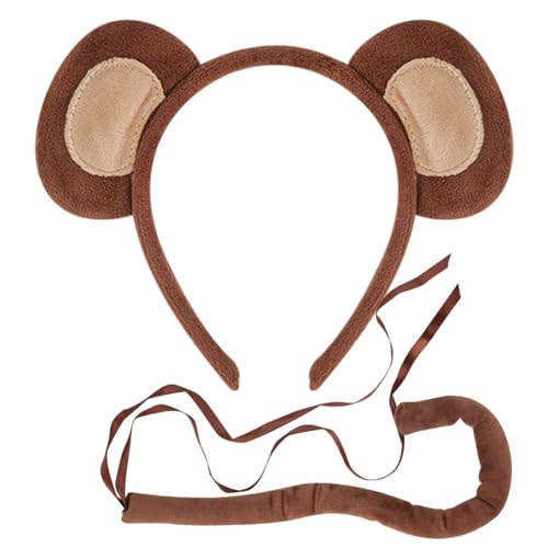 Affe Kostüm Set – Halloween Tierohren Cosplay Kostüm – Affe Kostüm Zubehör Kit, Halloween Affe Kostüm Set, trendy Affe Kleid Kostüm von Generic