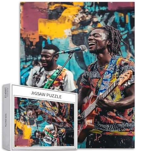 Afrikanische Jugend-Puzzles für Erwachsene, Straßenmusik, Kunst, Puzzle, anspruchsvolle Familienaktivitäten, buntes Bastelpuzzle für Heimdekoration, Geschenke, 50 x 70 cm, 1000 Teile Afrikanische Jugend-Puzzles für Erwachsene, Straßenmusik, Kunst, Puzzle, anspruchsvolle Familienaktivitäten, buntes Bastelpuzzle für Heimdekoration, Geschenke, 50 x 70 cm, 1000 Teile von Generic