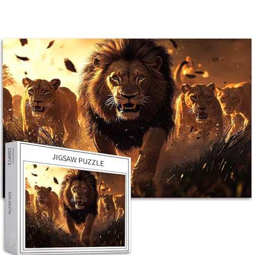 Afrikanische Löwengruppe, 1000-teiliges Puzzle für Erwachsene, Löwenjagd in der Wildnis, Kunst-Puzzle, herausfordernde Familienaktivitäten, buntes DIY-Bastelpuzzle für Heimdekoration, Geschenke, 68 x Afrikanische Löwengruppe, 1000-teiliges Puzzle für Erwachsene, Löwenjagd in der Wildnis, Kunst-Puzzle, herausfordernde Familienaktivitäten, buntes DIY-Bastelpuzzle für Heimdekoration, Geschenke, 68 x von Generic