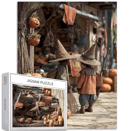 Afrikanischer Halloween-Markt, 1000-teiliges Puzzle für Erwachsene, Halloween-Fantasie-Stil, Kunst-Puzzle, bunte DIY-Puzzles für Heimdekoration, Geschenke, Familienpuzzle, perfekt für Spieleabende, 50 von Generic