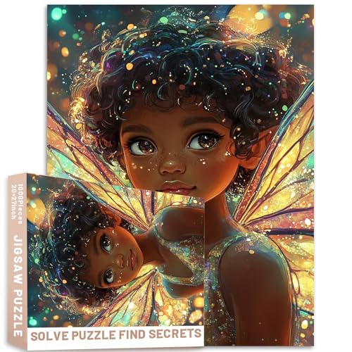 Afrikanisches Mädchen, schillernde Feenflügel, leuchtende Lichter, 1000-teiliges Puzzle, 68 x 50 cm, Fantasy-Digitalkunst Afrikanisches Mädchen, schillernde Feenflügel, leuchtende Lichter, 1000-teiliges Puzzle, 68 x 50 cm, Fantasy-Digitalkunst von Generic