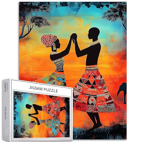 Afrikanisches Tanzpaar, 1000-teiliges Puzzle für Erwachsene, Tribal-Kostüm, Kunst-Puzzle, herausfordernde Familienaktivitäten, buntes DIY-Bastelpuzzle für Heimdekoration, Geschenke, 50 x 70 cm Afrikanisches Tanzpaar, 1000-teiliges Puzzle für Erwachsene, Tribal-Kostüm, Kunst-Puzzle, herausfordernde Familienaktivitäten, buntes DIY-Bastelpuzzle für Heimdekoration, Geschenke, 50 x 70 cm von Generic