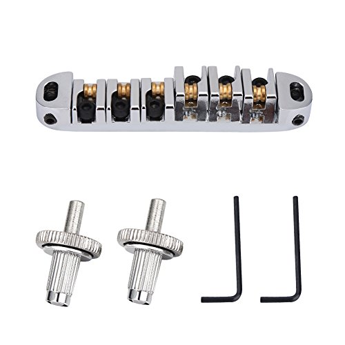 Alloy Roller Saddle Bridge Ersatzteil E-Gitarre Style 6-Saiter Hohe Haltbarkeit Gold Silber Schwarz (Silber) von Generic