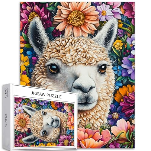 Alpaka-Aquarell-Puzzle, 1000 Teile, 50 x 70 cm, Blume, anspruchsvolle Familienaktivitäten, bunt, Bastelpuzzle für Heimdekoration, Geschenke Alpaka-Aquarell-Puzzle, 1000 Teile, 50 x 70 cm, Blume, anspruchsvolle Familienaktivitäten, bunt, Bastelpuzzle für Heimdekoration, Geschenke von Generic