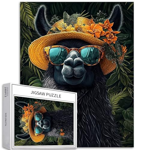 Alpaka mit Sonnenhut, 1000-teiliges Puzzle für Erwachsene, tropischer Dschungel, Hintergrund, Kunst, Puzzle, herausfordernde Familienaktivitäten, buntes Bastelpuzzle für Heimdekoration, Geschenke, 50 Alpaka mit Sonnenhut, 1000-teiliges Puzzle für Erwachsene, tropischer Dschungel, Hintergrund, Kunst, Puzzle, herausfordernde Familienaktivitäten, buntes Bastelpuzzle für Heimdekoration, Geschenke, 50 von Generic