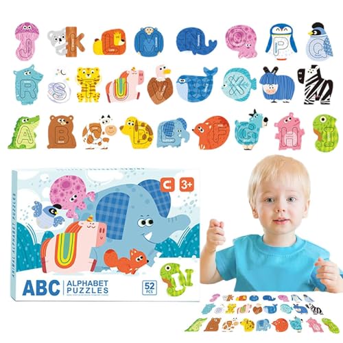 Alphabet-Puzzle für Alphabettiere, 52 x / Set magnetische Puzzles für kognitive Tiere | Aktivitätsspielzeug mit Feinmotor, Lernspiele für Mädchen, ab 3 Jahren und von Generic