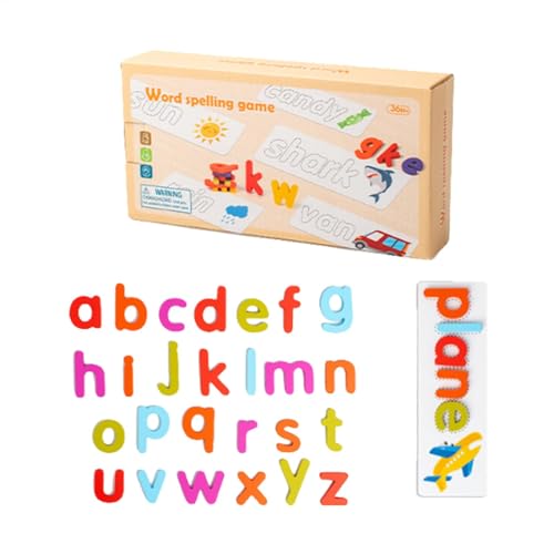 Alphabet Rechtschreibung Lesespiel, Holz Wortbuchstabe - Alphabet Buchstabe Wort Lernspiel | Sichtwörter Buchstaben Erkennungsspiel für den Kindergarten zu Hause von Generic