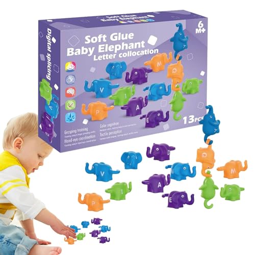 Alphabet-Spielzeug, Alphabet-Spielzeug, Elefantenspielzeug, Elefantenspielzeug, Feinmotorik-Puzzle-Spielzeug, Elefantenspielzeug, frühes Lernspielzeug in Leopardenform für Schule, Reisen, Outdoor von Generic