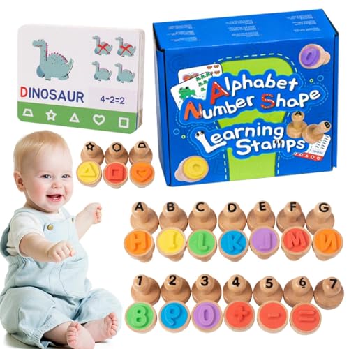 Alphabet-Stempel für Buchstaben für – Texte aus Holz, Kunsthandwerk im Klassenzimmer, kompaktes Vorschulmaterial für Alphabet – Zahlen von Generic