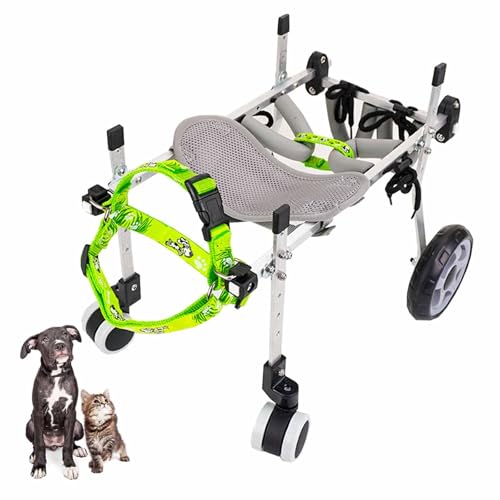Aluminium-Hunderollstuhl for Volle Beinunterstützung, Verstellbarer Haustierrollstuhl Einfach Zu Montieren, Unterstützt Gehen Und Bewegung Mobilitätswagen for Ältere Hunde(L) von Generic