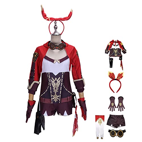 Amber Cosplay Damenkostüm Uniform Kostüm Karnevalskostüme vollständiger Satz mit Zubehör,Red-L von Generic