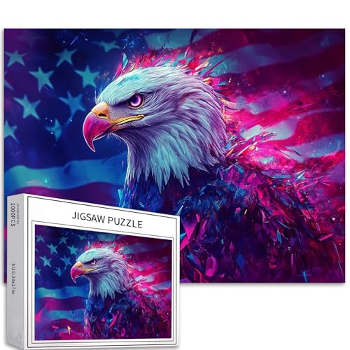 American Bald Eagle 1000 Teile Puzzle für Erwachsene, Neonlichteffekt, Kunst-Puzzle, bunte DIY-Puzzles für Heimdekoration, Geschenke, Familienpuzzle, perfekt für Spieleabende, 70 × 50 cm American Bald Eagle 1000 Teile Puzzle für Erwachsene, Neonlichteffekt, Kunst-Puzzle, bunte DIY-Puzzles für Heimdekoration, Geschenke, Familienpuzzle, perfekt für Spieleabende, 70 × 50 cm von Generic