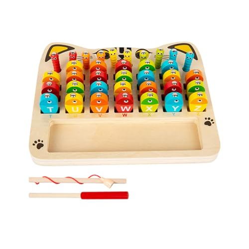 Angelinsekten-Fangspiel für - Magnetisches Lernspielzeug aus Holz, Hand-Augen-Koordination | Fischerspiel mit Zahlen und Alphabet, frühe Mathematik, für interaktive Spiele z von Generic