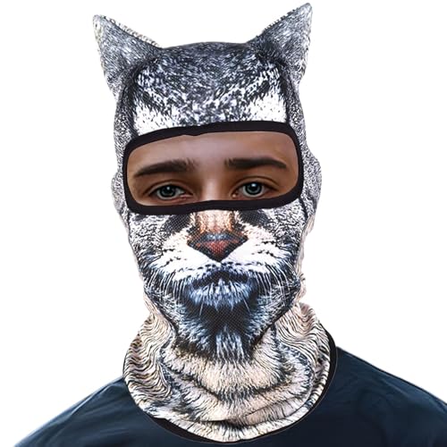 Animaldruckgesichtsbedeckung, Tiergesichtsbedeckung | Vollge Gesicht Masque mit Standohren - Dreidimensionales Muster, Halloween Hut für Musikfestivals von Generic