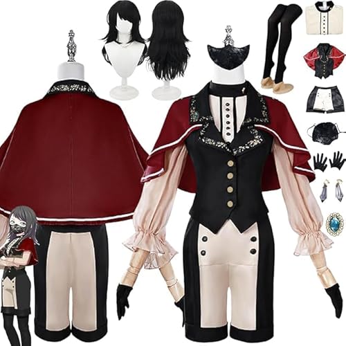 Anime Bang Dream It's Mygo Umiri Yahata Cosplay Kostüm Outfit Rollenspiel Uniform Komplettes Set Halloween Party Karneval Dress Up Anzug mit Perücke Maske für Frauen (Schwarz, XS) von Generic