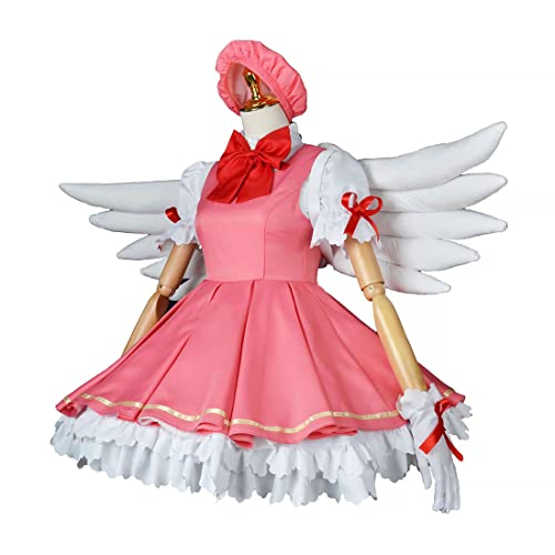 Anime CardCaptor Sakura Cosplay Kostüm für Uniformkleid das vollständige Set enthält Accessoires für Frauen,Pink-L von Generic