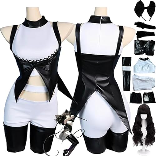 Anime Charakter Blake Belladonna Cosplay Kostüm Outfit Weiss Schnee Rollenspiel Uniform Komplettes Set Halloween Party Karneval Dress Up Anzug mit Perücke für Frauen (Schwarz, S) von Generic