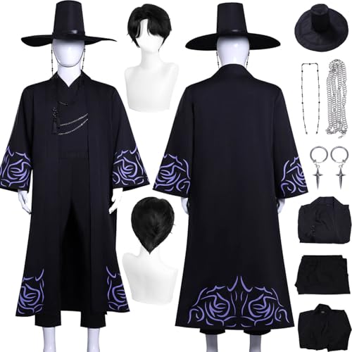 Anime Charakter Jinu Neue Haut Cosplay Kostüm Outfit Rumi Rollenspiel Uniform Komplettes Set Halloween Party Karneval Dress Up Anzug mit Perücke Hut Ohrringe für M?nner von Generic