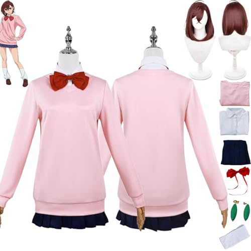 Anime-Charakter Momo Ayase Cosplay Kostüm Outfit Dandadan Aira Shiratori Rosa Uniform Komplettset Halloween Party Karneval Anziehanzug mit Perückenohrringen für Frauen Anime-Charakter Momo Ayase Cosplay Kostüm Outfit Dandadan Aira Shiratori Rosa Uniform Komplettset Halloween Party Karneval Anziehanzug mit Perückenohrringen für Frauen von Generic