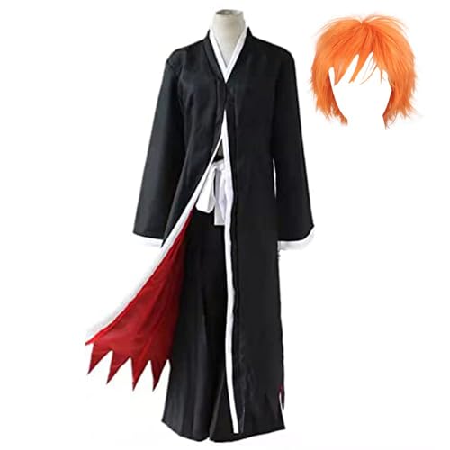 Anime Cosplay Costume for Kurosaki Black Cloak Kimono Outfit with Wig Uniform Halloween Anime Cosplay Costume for Kurosaki Black Cloak Kimono Outfit with Wig Uniform Halloween von Generic