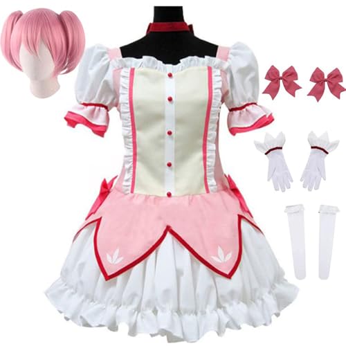Anime Cosplay Kostüm Für Kaname Madoka Frauen Uniform Kleid Halloween Outfit (Rosa,XS) von Generic