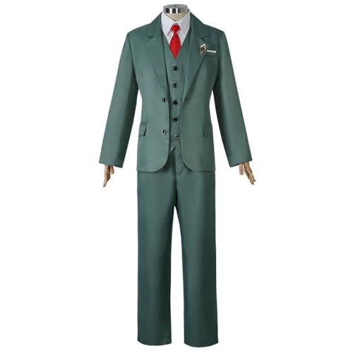 Anime Cosplay Kostüm Für Loid Forger Uniform Voll Anzug Jacke Hose Halloween Party Outfits (Grün,S) von Generic