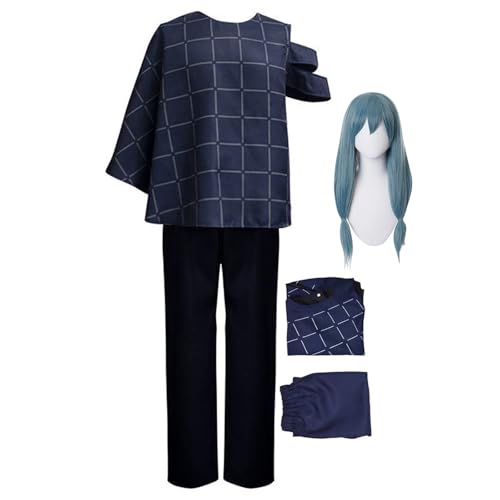 Anime Cosplay Kostüm Für Mahito Uniform Outfit Full Set Mit Perücke Halloween Karneval (Blau,XL) von Generic
