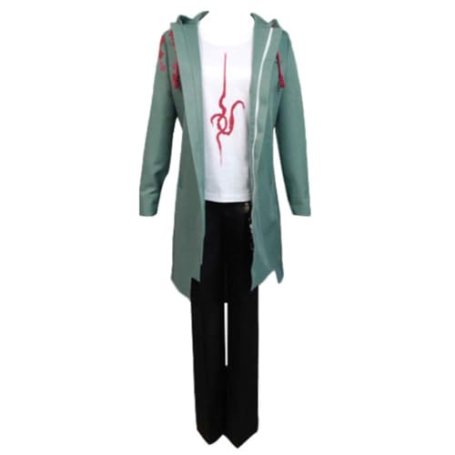 Anime Cosplay Kostüm Für Nagito Komaeda Uniformen Grünes Cape Mantel Outfit Full Set Halloween (Grün,M) von Generic