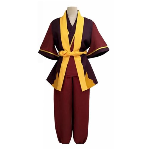 Anime Cosplay Kostüm Für Zuko Rot Gelb Schlacht Uniform Anzug Outfit Halloween Party (Braun,XXL) von Generic